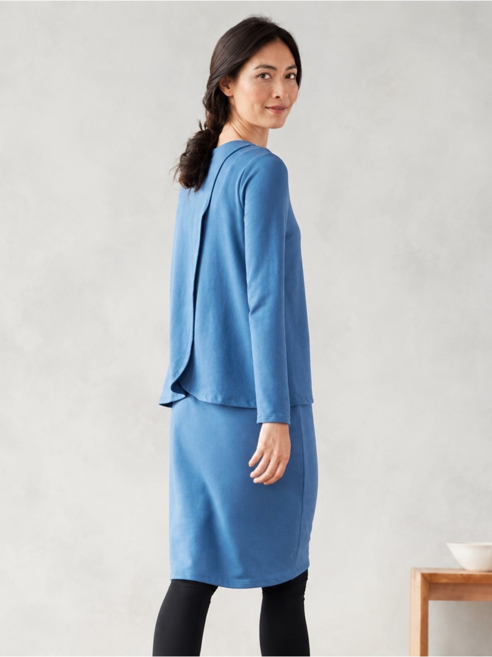 J. Jill Pure Jill Luxe Tencel Blue Layered Tunic Dress M Lagenlook Minimalist